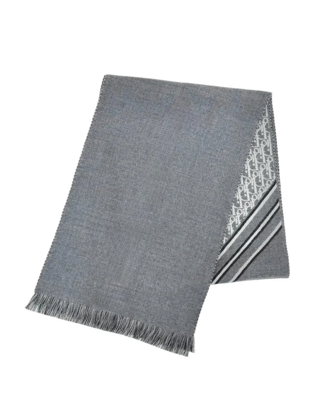 Dior Homme Trotter Wool 100% Fringe Long Scarf Gray
